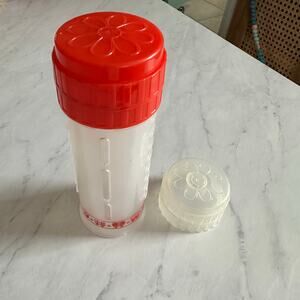 Vintage 90's Playtex baby bottle drop in red train ring lid no nipple clear lid